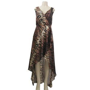 LPA tiger stripe animal Nikki  brown high low maxi dress Revolve size M